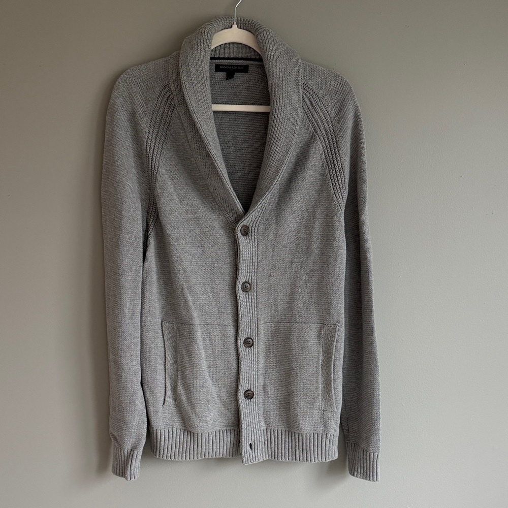 Banana Republic Men's Shawl Collar Cardigan - Light Gray